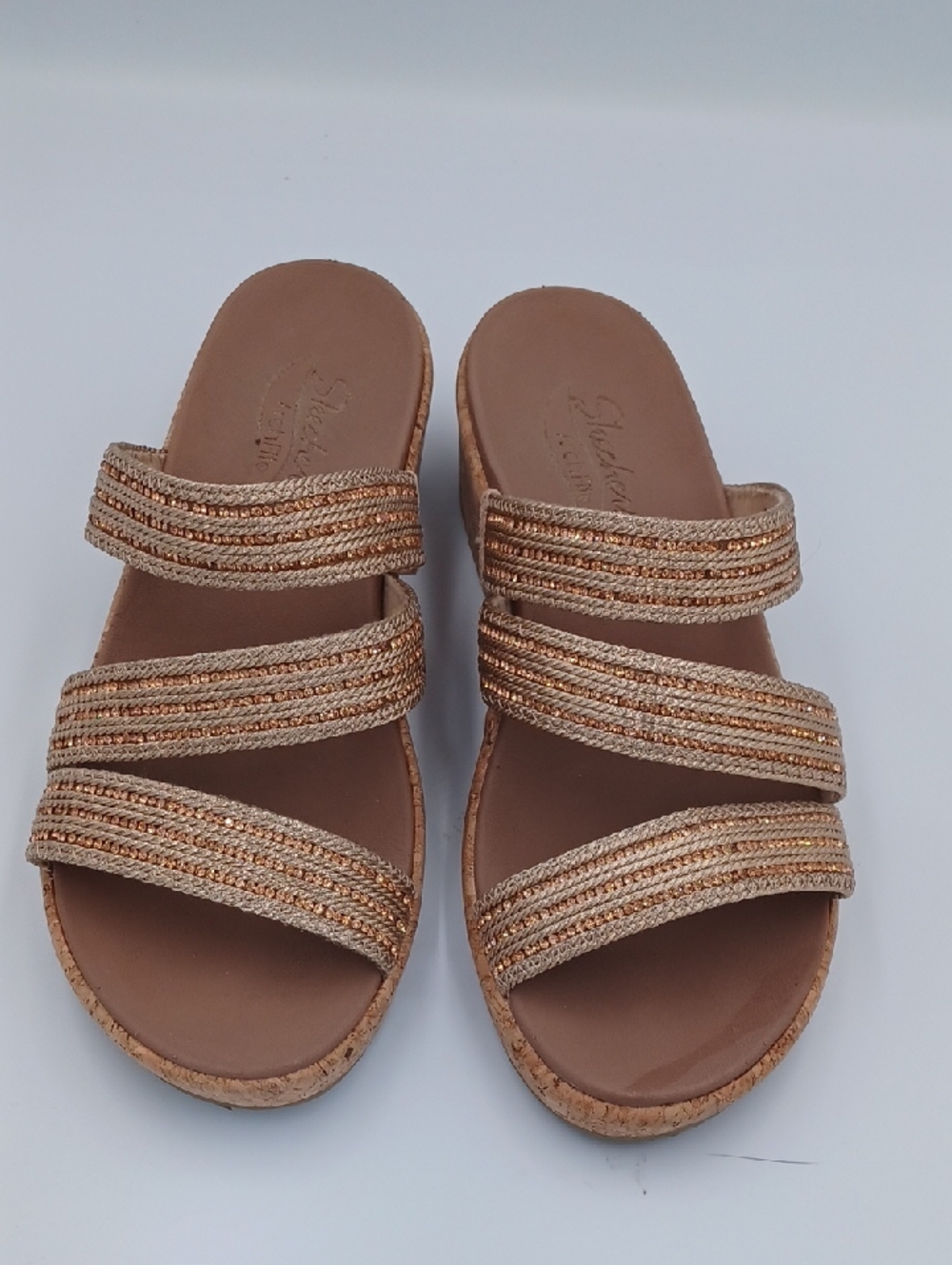Skechers Beverlee Arch Fit Always Classy Rose Gold Wedge Sandal - Picture 6 of 12